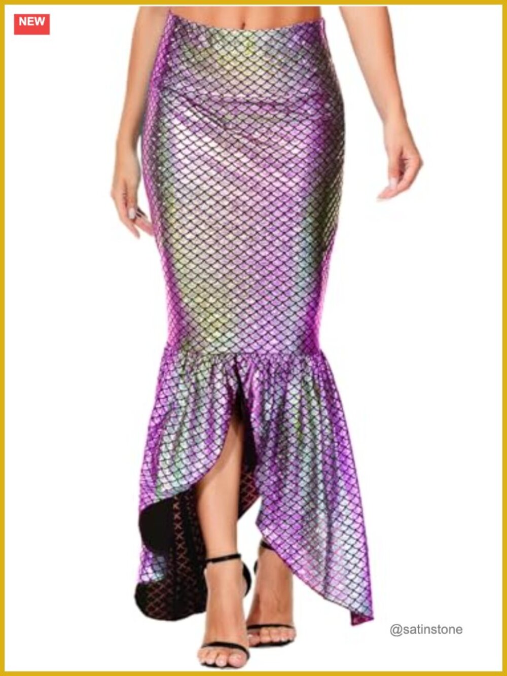 Mermaid Costume Maxi Skirt Shiny Fish Scale Cosplay Halloween Party